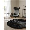 benuta Nest Tappeto Salotto a Pelo Alto Whisper - Nero Rotondo 80 cm - Morbido e Accogliente per Camera da Letto e Soggiorno - Facile da Pulire - Adatto al Riscaldamento a Pavimento