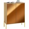 SoBuy FSB96-G Credenza moderna con ante in vetro a specchio e buffet dorato con 5 scomparti e ripiani per corridoio soggiorno