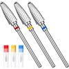 Qianyu Set di 3 punte da trapano in carburo da 3/32 pollici, set di punte da trapano professionali in tungsteno per rimuovere gel duri acrilici rapidamente e in modo sicuro per nail art, manicure e