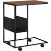 vidaXL Tavolino con Ruote Nero 55x36x63,5 cm in Legno Multistrato