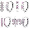 JeweBella 4 Paia Orecchini Bambina Argento 925 Anallergici Piccoli Orecchini Cerchio Zirconi Farfalla Fiore Cuore Multicolore Set di Orecchini a Cerchio per Donna Ragazze Bambina