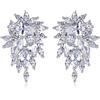 Fajewellery Orecchini da Sposa Zirconia Cristallo Goccia Lunghi per le Donne, Rame, Zirconi