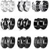 JeweBella 6 Paia Orecchini Cerchio Acciaio Chirurgico Orecchini Piccoli Neri Argento Orecchino Helix Cartilage Punk Set
