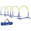 PawHut Set Agility Dog con 4 Archi Componibili e Borsa da Trasporto, 88x64x95 cm, Blu e Giallo | Aosom Italy