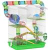 PawHut Gabbia per Criceti a 5 Piani con Tubi Colorati, Ruota, Casetta e Accessori, 47x30x59 cm, Verde | Aosom Italy