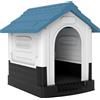 PawHut Cuccia per Cani Piccoli da Esterno in Plastica con Finestre e Base Rialzata, 64.5x57x66 cm, Blu | Aosom Italy