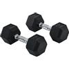 HOMCOM Set di Manubri Palestra, 2x8 kg, con Impugnatura Antiscivolo, Allenamento Forza Fitness Casa, Nero | Aosom Italy