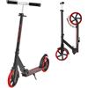 VEVOR Monopattino con 2 Ruote per Bambini da 8 Anni, Monopattino Pieghevole per Movimento della Città Carico max. 100kg 3 Altezze 900/970/1040 mm, Pedana Antiscivolo e Freno a Pedale, Nero Rosso