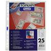 Elba Favorit 100460127 Buste Foratura Universale Porta Banconote, Formato Interno 18 x 8 (x3) cm, Finitura Liscia, Apertura Tasche Laterale, Adatte per Collezioni, Confezione da 25 Pezzi, Trasparenti