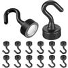 Wanmu 12 pezzi ganci magnetici extra forti, ganci magnetici senza foratura per armadietti da campeggio, attrezzature da officina, ganci per cappotti