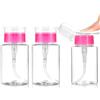 Dimeho Set di 3 flaconi con pompa bloccabili per solvente per unghie, 180 ml, contenitori per acetone per alcool, tonico, struccante (rosa)