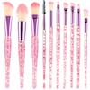 WLLHYF Set di 10 pennelli per il trucco con cristalli glitterati, per fondotinta, correttore, ombretto, eyeliner, fard, mix di labbra, pennelli sintetici, set di strumenti essenziali