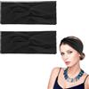WLLHYF Fasce larghe da donna, fasce per capelli a turbante antiscivolo (nero-2 pezzi)