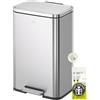 EKO Madison - Pattumiera in acciaio INOX spazzolato, 25 L + 20 L, doppio scomparto, con rivestimento interno, chiusura ammortizzata, finitura resistente alle impronte digitali, per casa e ufficio
