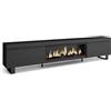 Skraut Home | Mobile TV Soggiorno | Ampio spazio a disposizione | 267x57x35 cm | TV di grande formato | Camino elettrico XXL | Design industriale | Stile moderno | Nero