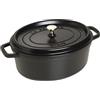 STAUB Cocotte, casseruola in ghisa con coperchio, adatta a tutti i piani cottura incl. induzione, ovale, 41 cm, 12 L, Made in France, nero