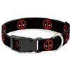 Buckle-Down Marvel Universe Deadpool Logo Nero/Rosso/Bianco Clip Collare, Stretto Small/15,2-22,9 cm
