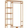 HOMCOM Appendiabiti in Bambù con Scaffale a 6 Livelli e Barra Attaccapanni, 90x30x145 cm, Legno Naturale | Aosom Italy