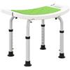 HOMCOM Sgabello da Doccia in Lega di Alluminio e Plastica Antiscivolo, Altezza Regolabile 6 Livelli 39-52cm, Verde | Aosom Italy