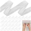 Luxvara 30m ×2.5cm Fettuccia per Tende con 50 Gancio Tenda Plastica Bianco, Arricciatenda Nastro per Tende con Gancetti Tende Rinforzato, Cucire per Porta e Tenda per Doccia