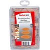 fischer Pratica colla e collegamento, scatola con 85 tasselli piatti, set per collegamenti sicuri di legno massiccio, materiali in legno e pannelli