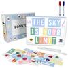 BONNYCO Light Box Blu con 400 Lettere ed Emoji, 2 Pennarelli. Lavagna Luminosa con Lettere, Idee Regalo Bambini per Compleanno e Natale. Scritte Luminose per Decorazioni Camera Ragazzo e Bambino