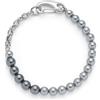 Jewels BY Leonardo Bracciale Dominique, Bracciale in Acciaio Inox Argentato, moschettone opulento con Perle di Imitazione Grigie, Lunghezza 19,5 cm, Gioiello Regalo per Donne, 024899