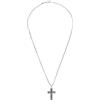 Breil, Collezione Steel & Spark, Collana Uomo in Acciaio con Pendente a Forma di Croce e Cubic Zirconia Neri, Lunghezza Massima 52 cm, Regolabile Fino a 47 cm
