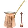 Leo Design Caffettiera turca in rame massiccio (6 tazze/500 ml) | Manico in ottone Cezve - 3 mm di spessore fatto a mano martellato Ibrik Briki piano cottura Cezve greco arabo, inciso (6 tazze)