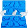 Kamehame Stampo per cubetti di ghiaccio per gatti, in silicone, 2 pezzi, per cubetti di ghiaccio, gelatina, biscotti