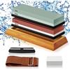 talifoca Pietra Affilacoltelli, 8 set Pietre per affilare coltelli 400/1000 3000/8000 Grana affilacoltelli giapponese con Pietra Appiattita Base in Silicone Antiscivolo Guida Angolare Strisce in pelle