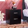Vida Designs comodino nero con 2 cassetti, maniglie in metallo e guide, Nero