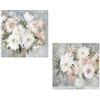 DRW Set di 2 quadri tela naturale con vasi e fiori in bianco, verde e rosa, 60 x 60 x 3 cm