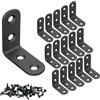 OMIDEAS 15 x Staffe Angolari (40 x 40 x 16) - Staffa ad Angolo Retto a L 90° in Acciaio Inox Nero con Viti, Staffa Scaffale, Staffa d'Angolo, Riparazione Armadi, DIY