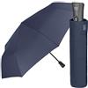 PERLETTI Ombrello Uomo Leggero e Pieghevole - Mini Ombrello Portatile Tinta Unita - Resistente Antivento con trattamento TEFLON - Automatico Apri e Chiudi - Diametro 98 cm - Perletti Technology - Blu