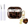 Reownest Custodia per AirPods 3ª Generazione con Kit di Pulizia, Design Estetico con Carino Motivo Leopardato Ambra Cover con Portachiavi Antigraffio per Cuffie Morbida - Nero