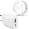 Ysevnotan Caricabatteria USB C 25W, adaptatore di alimentatore per rapida per Lenovo ldea Tab Pro/ M11 Tablet, iPad Alr 11/13 minl (A17Pro), iPhone 17/16/15/ Max Plus, con cavo di caricamento da 2m