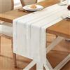 Miuyunya Runner da Tavolo Moderno Bianco Cream 33 x 140 cm Boho Runner Tavola Tessuto in Poliestere di Cotone Centrino Rettangolare Lavabile Decorazioni Matrimonio Tavoli per Soggiorno Mobili Cucina