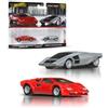 Hot Wheels Fisher-Price Hot Wheels Premium - Lancia Stratos Zero, Set da 2 Veicoli Car Culture in Scala 1.64, con Pneumatici Real Riders e Telaio in Metallo, Giocattolo per Collezionisti, 3+ Anni, JBL02