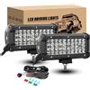 RIGIDON 2PCS 18cm 120W Faro da lavoro Led con 12v Cablaggio, Spot faretti fendinebbia fari di profondità, Barra Led per Offroad fuoristrada auto trattore camion 4x4 suv atv veicoli, 6000K Bianca
