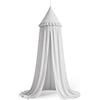 HOTUT Baldacchino per Letto Bambini con Volant,Tenda Sospesa per Culla,Tenda Zanzariera Cupola Rotonda Baldacchino per Decorazione Lettino Culla Bambini Cameretta Camera da Letto Lettura(Grigio Chiaro