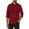 Amazon Essentials Camicia In Flanella Scozzese Con Bottoni A Maniche Lunghe Sagomata Uomo, Nero Giallo Motivo Scozzese, L