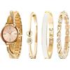 TIME100 Set Orologio Bracciale da Donna Elegante Orologio da Donna in Acciaio Inossidabile Set di Braccialetti con Decorazione in Cristallo Premium Idea Regalo Donna（Oro）