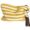 LEUCHTBOX Beauty Case Grande per Donne, Trousse Cosmetici Estiva a Righe Giallo, Taschino Viaggio in Tela Cotone, Unisex, Taglia Unica