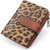 GOUNNU Portafoglio Donna Piccolo Portafogli Pelle PU RFID Blocco Porta Carte di Credito donna Corto Portamonete per donna con 17 Porta Carta (Motivo leopardato)