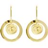 forme di Lucchetta - Orecchini Oro Giallo 9 carati con Cerchio Grande 18mm con Centrale effetto 3D, Orecchini Donna d'Oro Vero