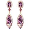 Clearine Orecchini Donna Moda Matrimonio da sposa Cristallo lacrima Lampadario Ciondolare Clip-On Porpora