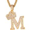 Richsteel Ciondolo Lettera Bling AAA + CZ 26 Lettera Collana Nome Collana con Cubic Zirconia Alfabeto dalla A alla Z Gioielli come Compleanno/San Valentino