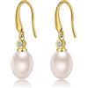 Jiahanzb Orecchini Perle Donna in Argento Sterling 925 Orecchini a Perle Pendenti Ipoallergenici Bianco Perla Gioielli Regali da Donna Placcato Oro