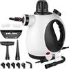 GalhanEhe Pulitore a Vapore Portatile, Pulitore Vapore Casa Multiuso con Blocco di Sicurezza e 14 Accessori, Pulitore a Vapore Manuale Pressurizzato per Bagno, Finestre, Cucina(Nero&Bianco)
